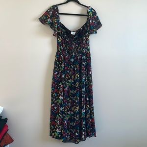 Tanya Taylor Black Floral Silk Dress- Size S